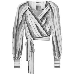 Zimmerman Silk Wrap Blouse with Puff Sleeves